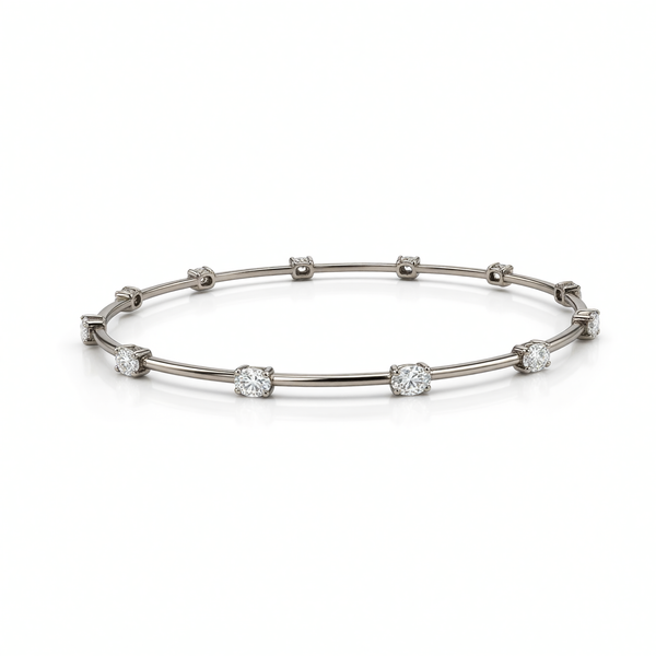 Titanium Oval Cut Lab Diamond Bangle
