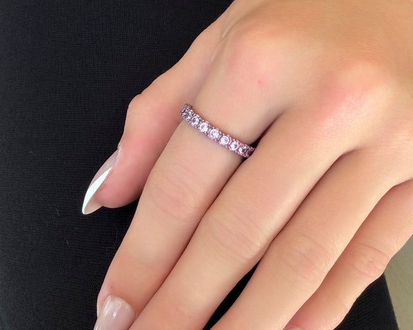 1.7ct Lab Grown Pink Sapphire Titanium Eternity Band
