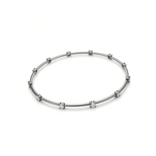 Titanium Round Cut Lab Diamond Bangle