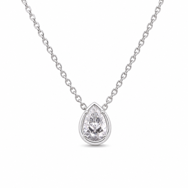 Titanium Pear Cut Diamond Pendant Necklace