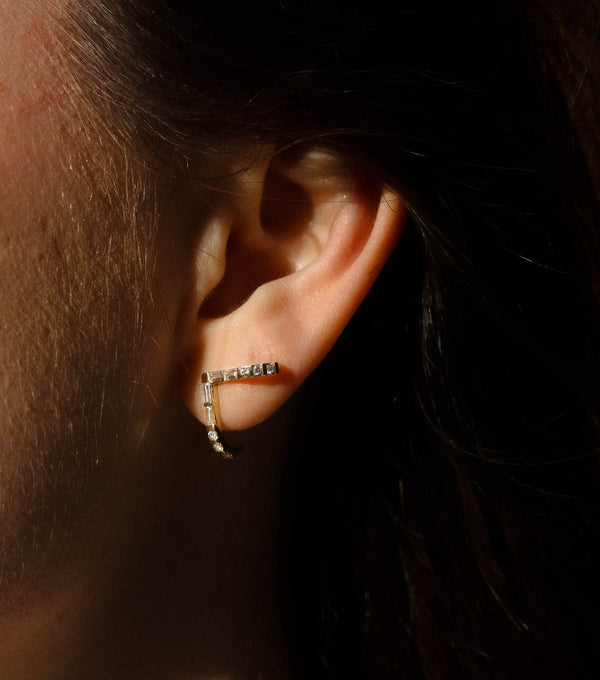 Diamond Baguette V Earrings