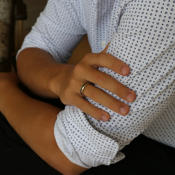 Blue Sapphire and White Gold Men's Ring