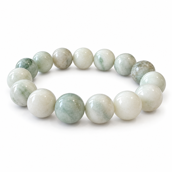 Men's White Jade Bead Bracelet
