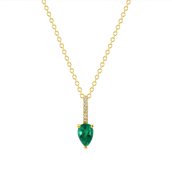 Pear Emerald Charm with 14k Gold Chain