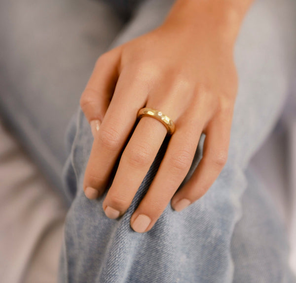 14k Gold and Diamond Compression Ring