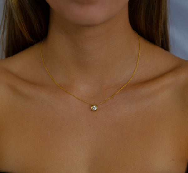 .60 Carat Rounded Bezel Solitaire Diamond Necklace