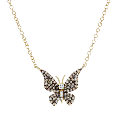 Cognac Diamonds Black Butterfly Necklace