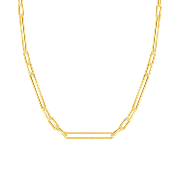Elongated Paperclip and Oval Link Necklace