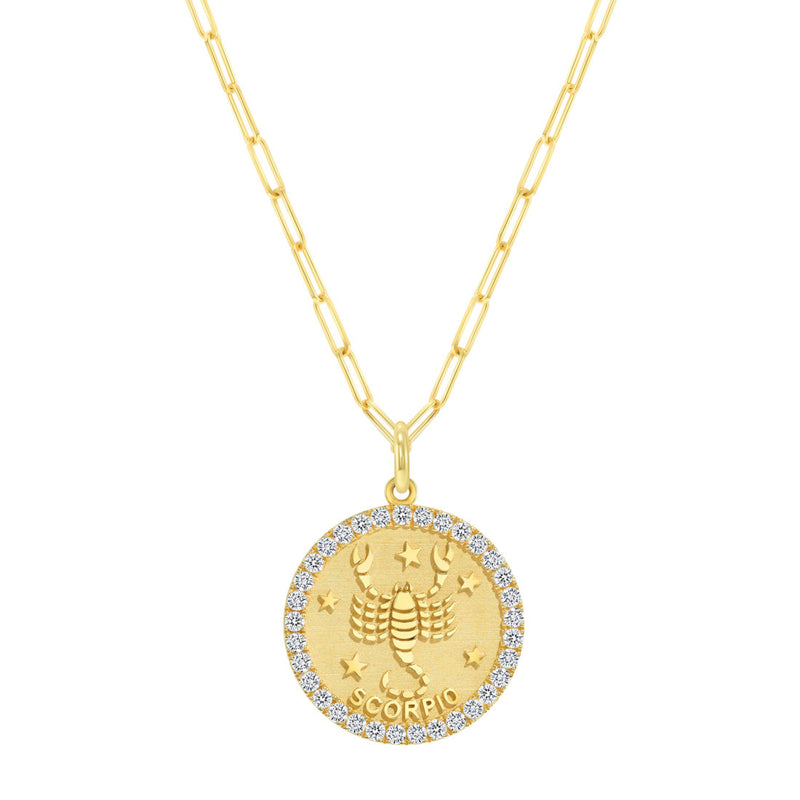 Gold and Diamond Zodiac Medallion Large
