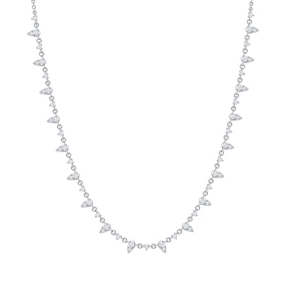 Pear and Round Diamond Illusion Station Necklace