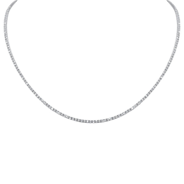 Round Diamond Tennis Necklace White Gold 3.3 Carats