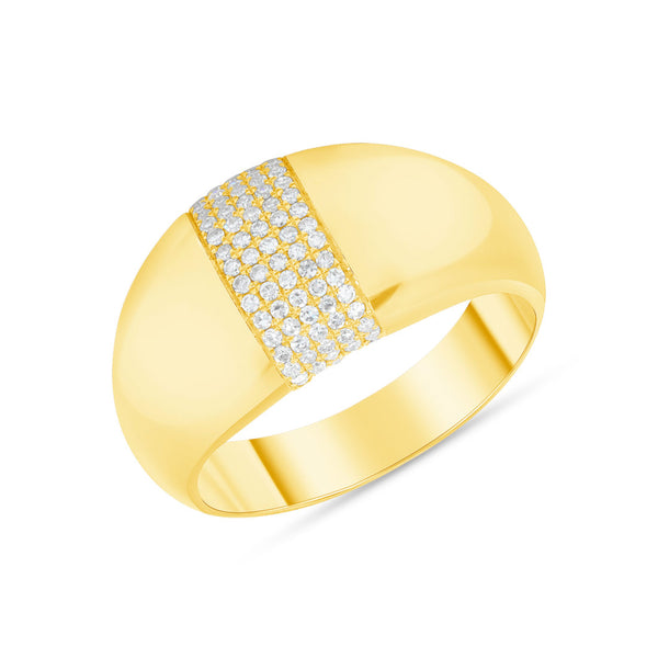 Large Gold and Diamond Dome Ring