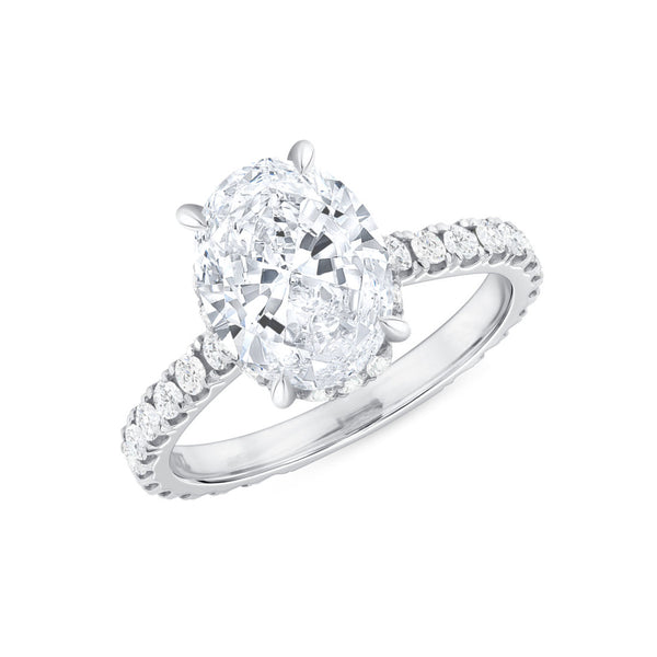 Oval Hidden Halo Diamond Ring