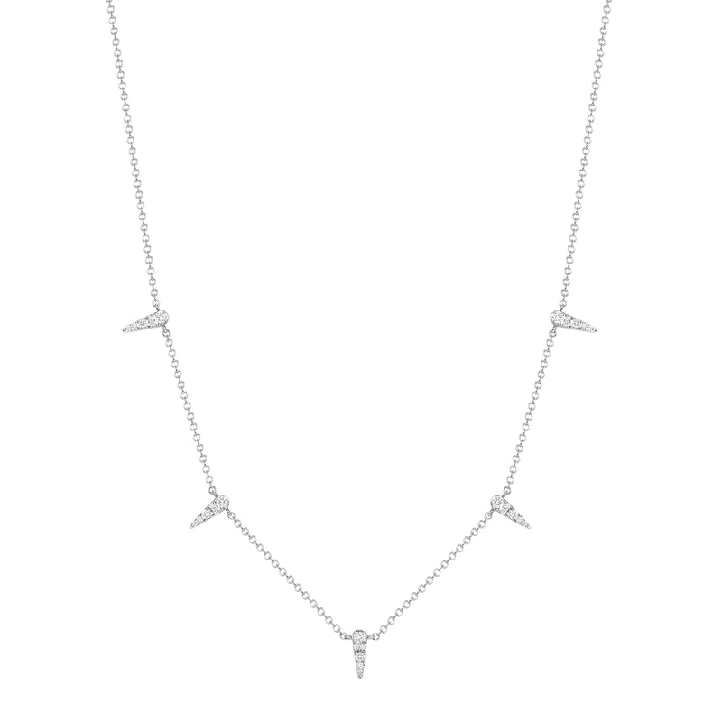 Elongated Pear Station Diamond Necklace