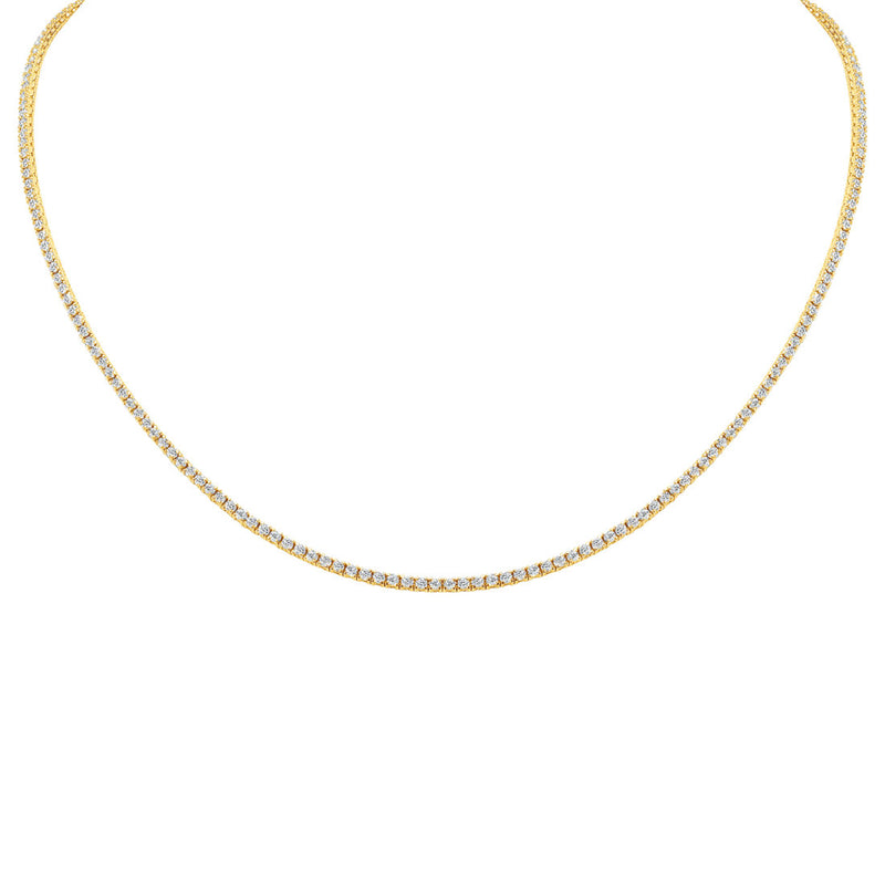 Round Diamond Tennis Necklace White Gold 3.3 Carats
