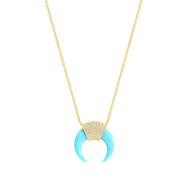 Turquoise and Diamond Horn Pendant