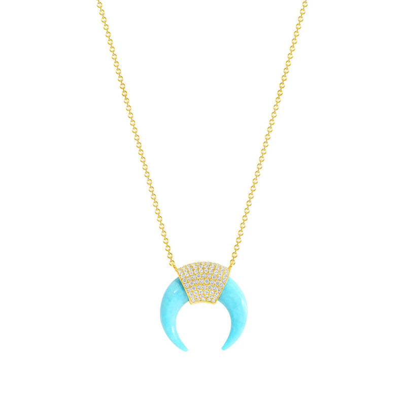 Turquoise and Diamond Horn Pendant