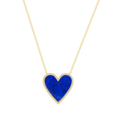 Large Blue Heart Lapis with Diamonds