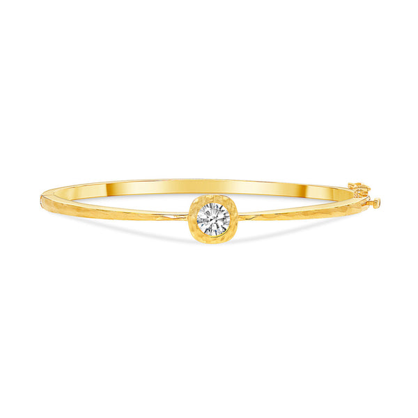 Champagne Diamond Pounded Metal Bangle