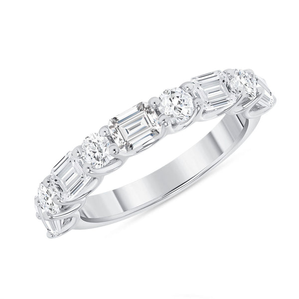 Emerald Cut and Round Diamond Ring