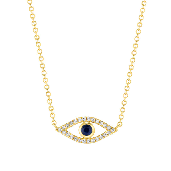Diamond and Sapphire Evil Eye Necklace