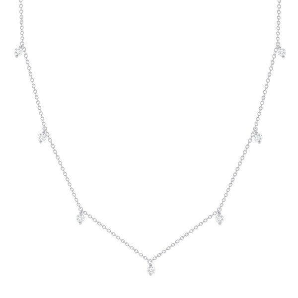 Round Drop Diamond Station Necklace