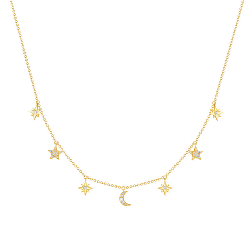 Moon and Stars Station Necklace