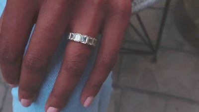 4.5 Carats 18k Gold Emerald Eternity Diamond Ring