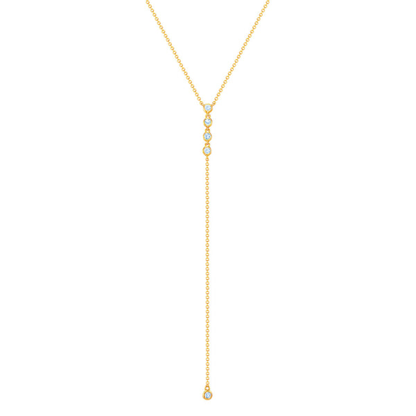 Five Diamond Lariat Necklace 14k Gold