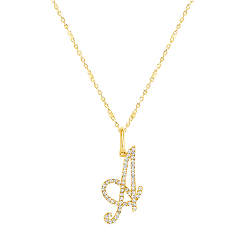 Cursive Alphabet Diamond Pendant