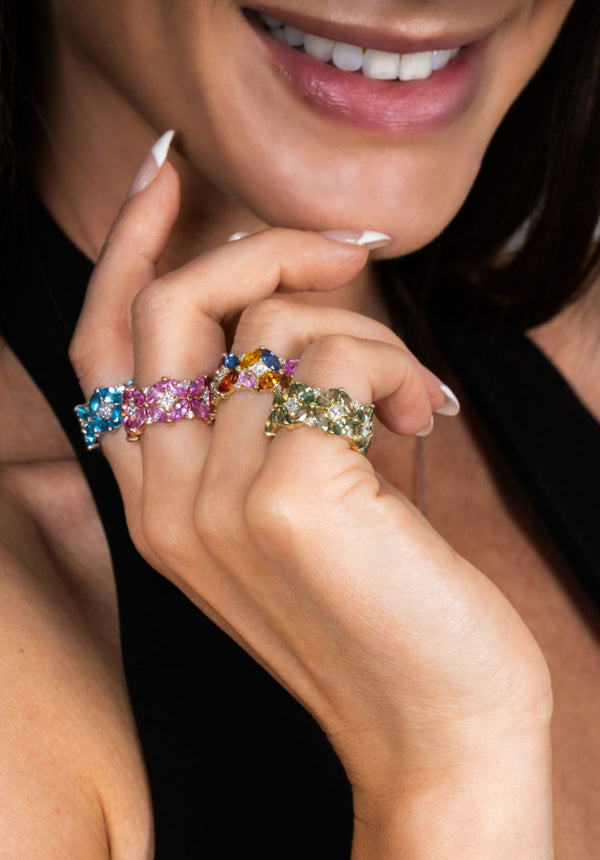 Green Sapphire Butterfly Eternity Ring