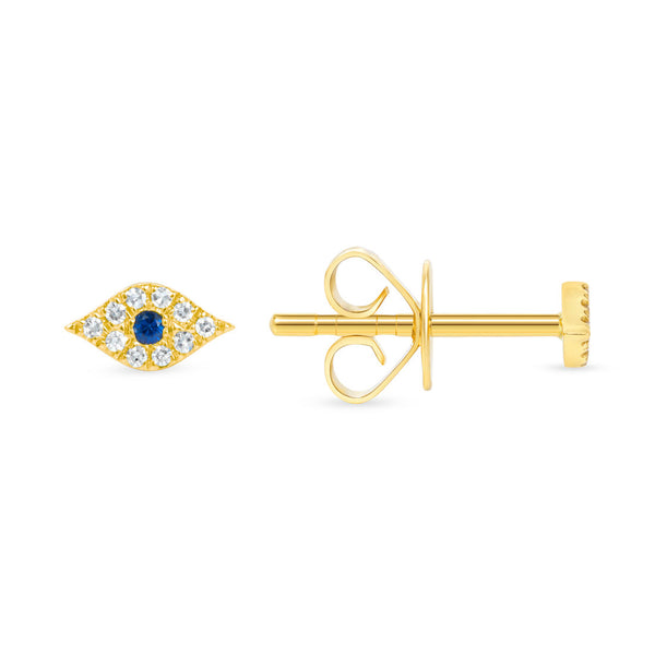 Diamond and Sapphire Evil Eye Studs