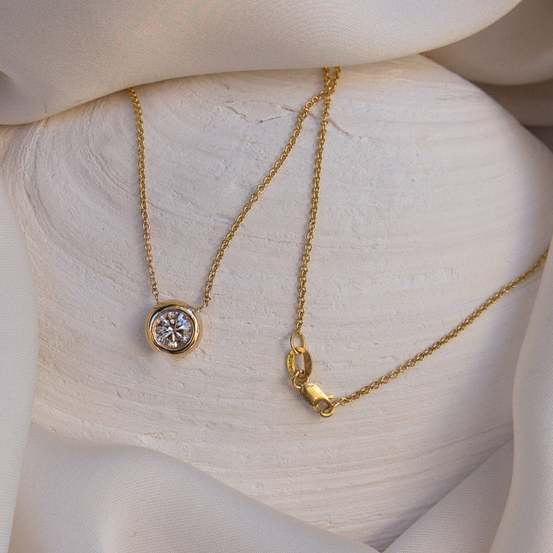 .57 Carat Rounded Bezel Solitaire Diamond Necklace