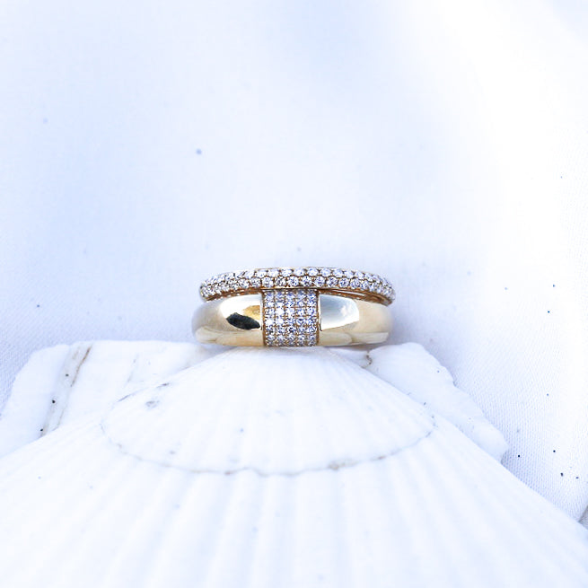 Small Gold and Diamond Dome Ring