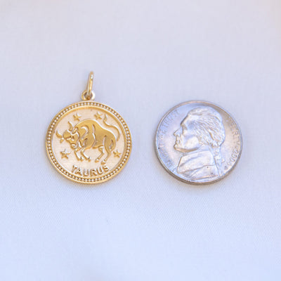 14K Solid Gold Zodiac Medallion Large