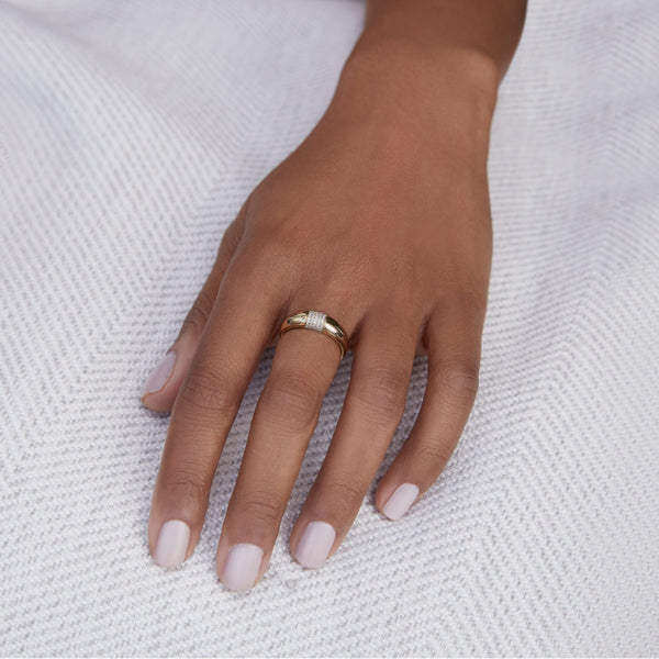 Small Gold and Diamond Dome Ring