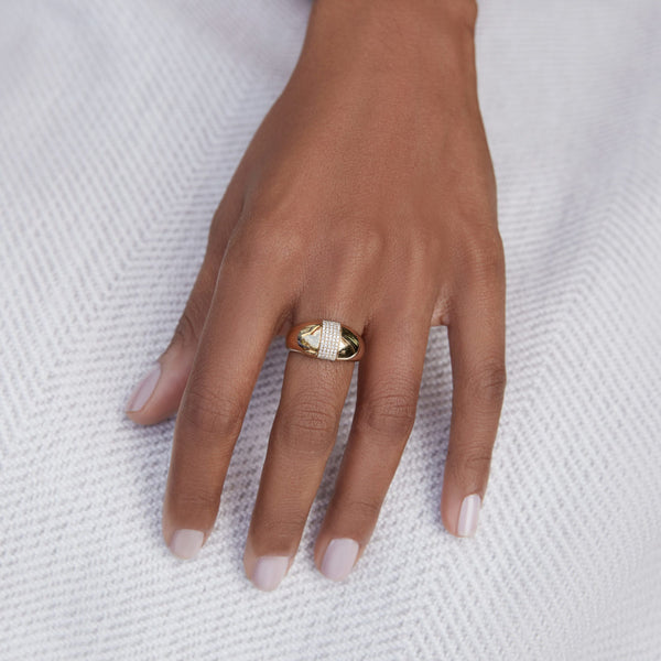 Large Gold and Diamond Dome Ring