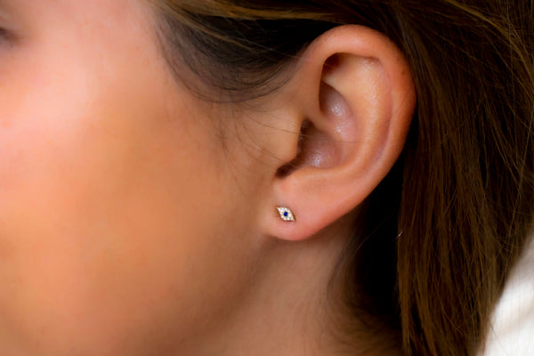 Diamond and Sapphire Evil Eye Studs