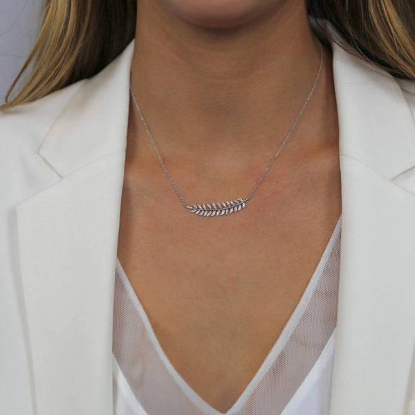 Diamond Crescent Palm Necklace