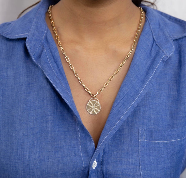 Diamond Butterfly Coin Pendant