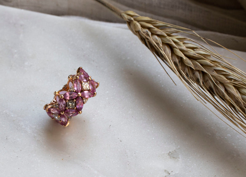 Pink Sapphire Butterfly Eternity Ring