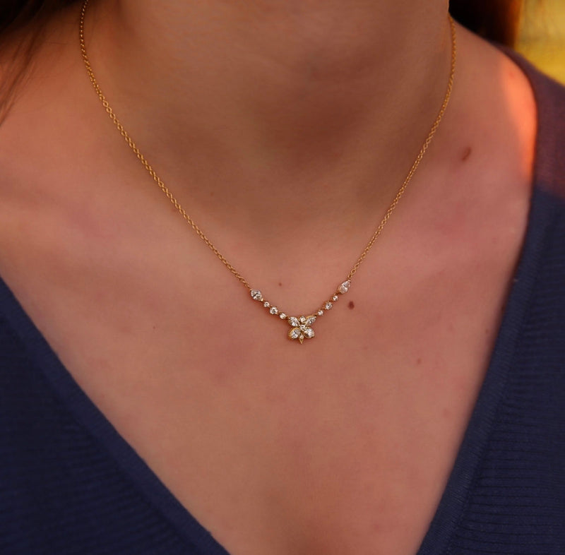 Multi Shaped Diamond Butterfly Necklace Mini