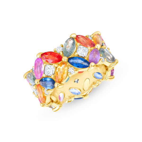 Rainbow Sapphire Butterfly Eternity Ring