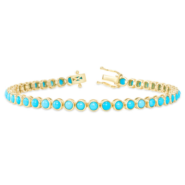 Turquoise bracelet 14k Gold Bezel Set