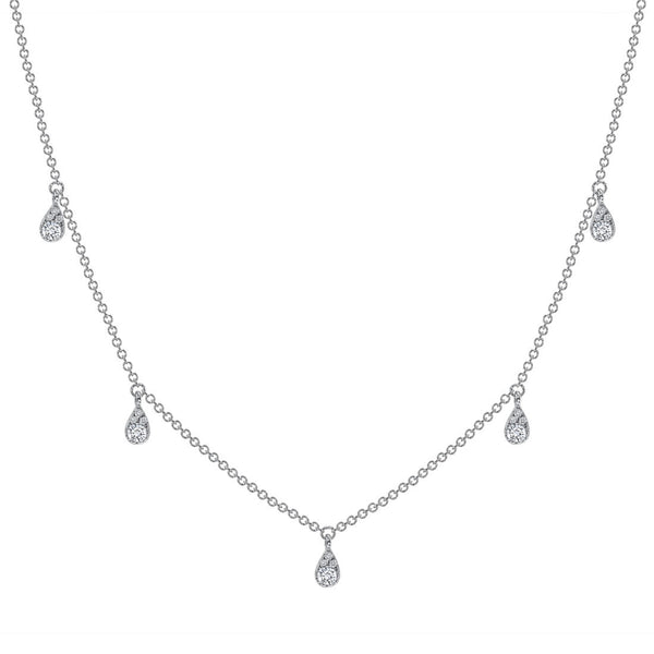 Five Diamond Floating Pear Necklace