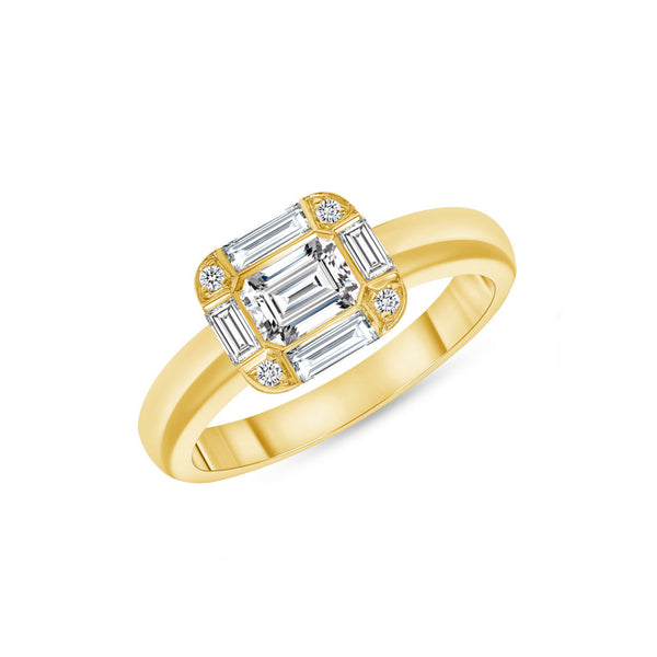 Illusion Diamond Ring on 18k matte gold