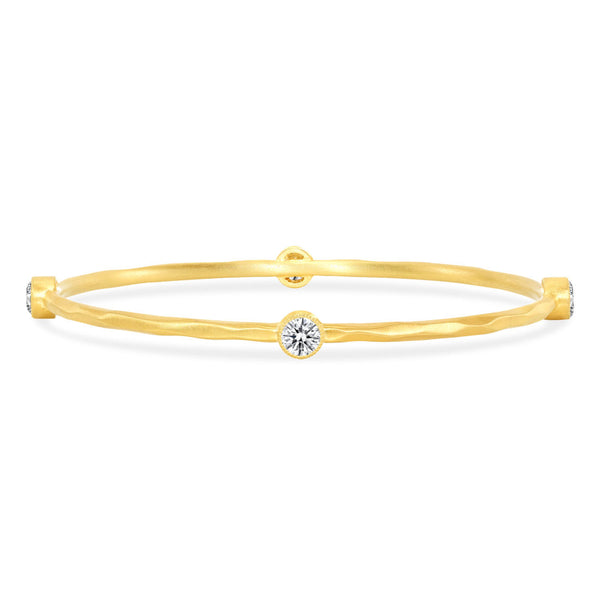 2 carat Champagne Diamonds Pounded Matte Gold Round Bangle