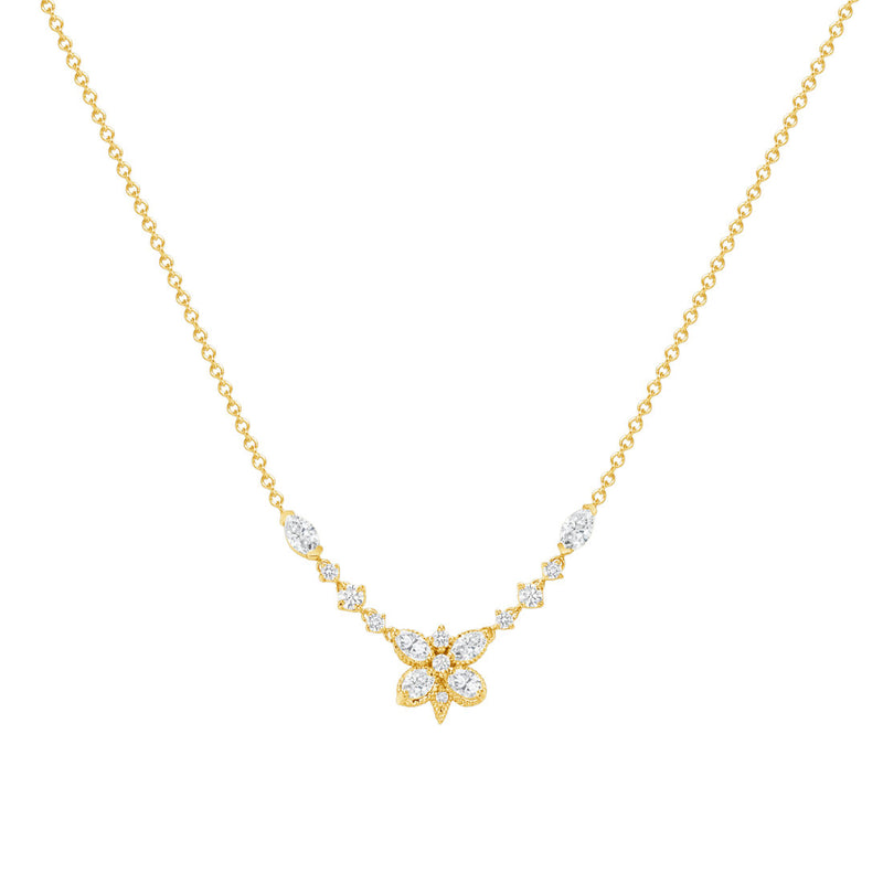 Multi Shaped Butterfly Diamond Necklace