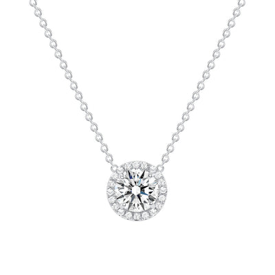 Pave Halo Diamond Pendant Necklace