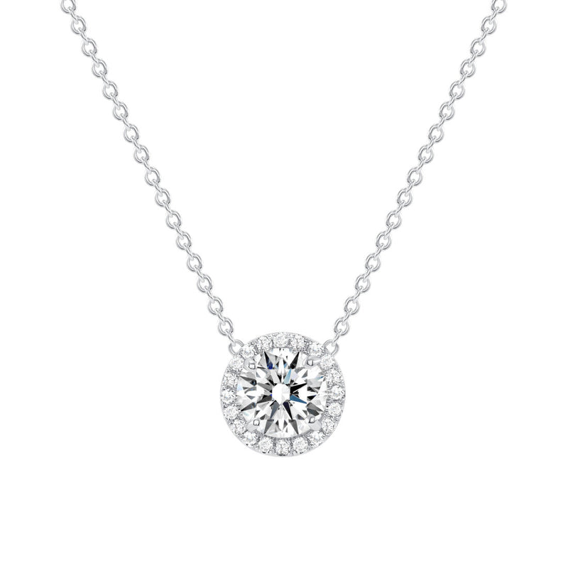 Pave Halo Diamond Pendant Necklace